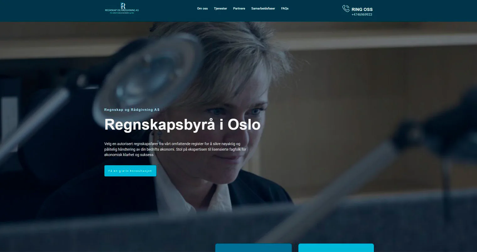 Utvikling av nettsted for det norske regnskapsfirmaet Regnskap og Rådgivning AS — prosjekt fra Digital Group